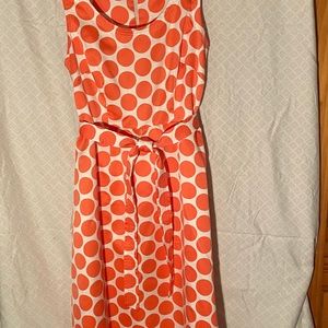 Cato Orange/White A-line Dress with Tie Belt Sz 6